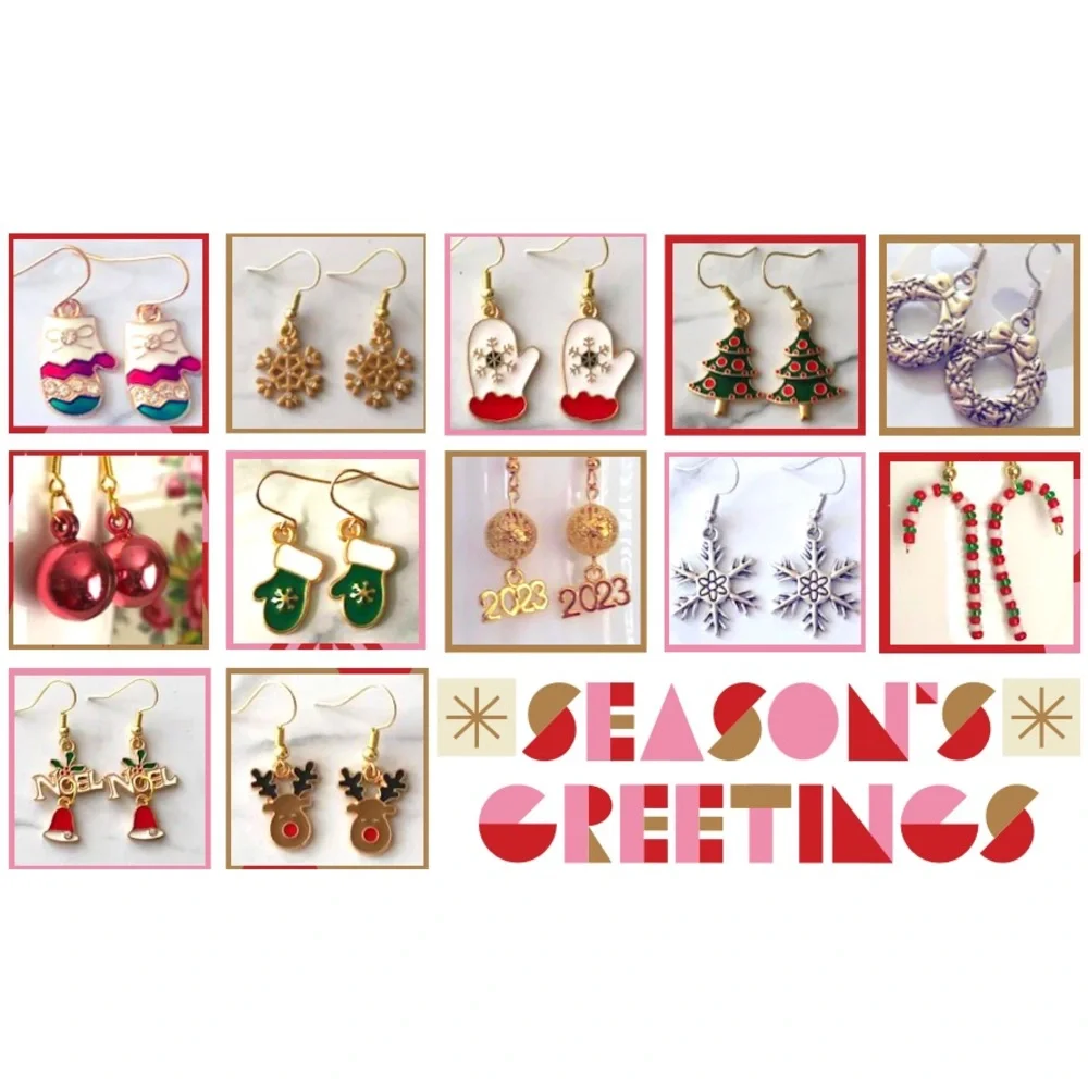 New Earrings Mystery Box- 5 Pairs of New Christmas Holiday Hand Crafted Earrings - Picture 4 of 4